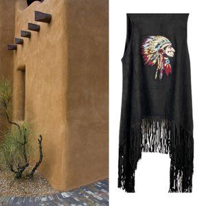 Faux Suede Fringe Vest